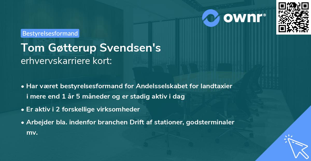 Tom Gøtterup Svendsen's erhvervskarriere kort