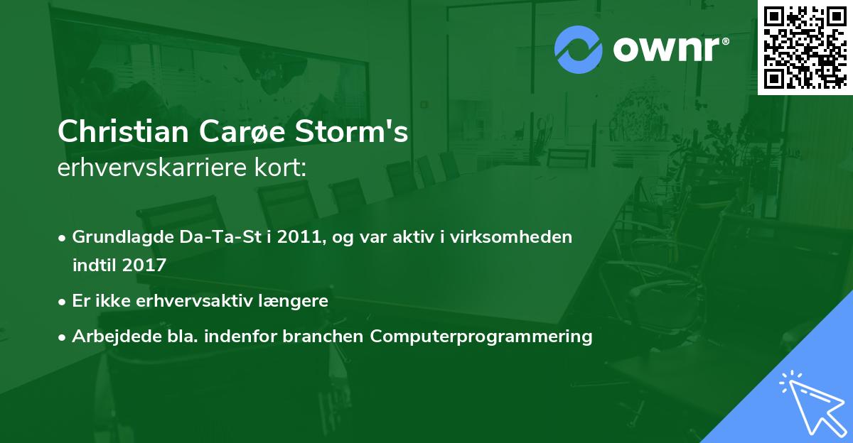 Christian Carøe Storm's erhvervskarriere kort