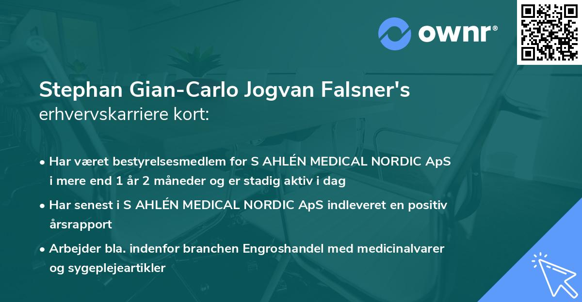 Stephan Gian-Carlo Jogvan Falsner's erhvervskarriere kort