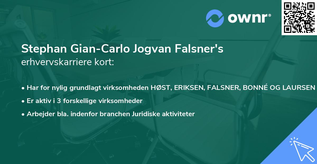 Stephan Gian-Carlo Jogvan Falsner's erhvervskarriere kort