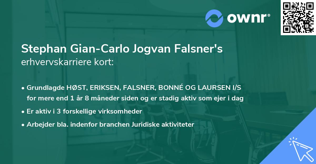 Stephan Gian-Carlo Jogvan Falsner's erhvervskarriere kort