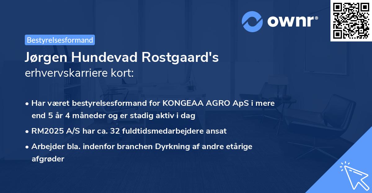 Jørgen Hundevad Rostgaard's erhvervskarriere kort