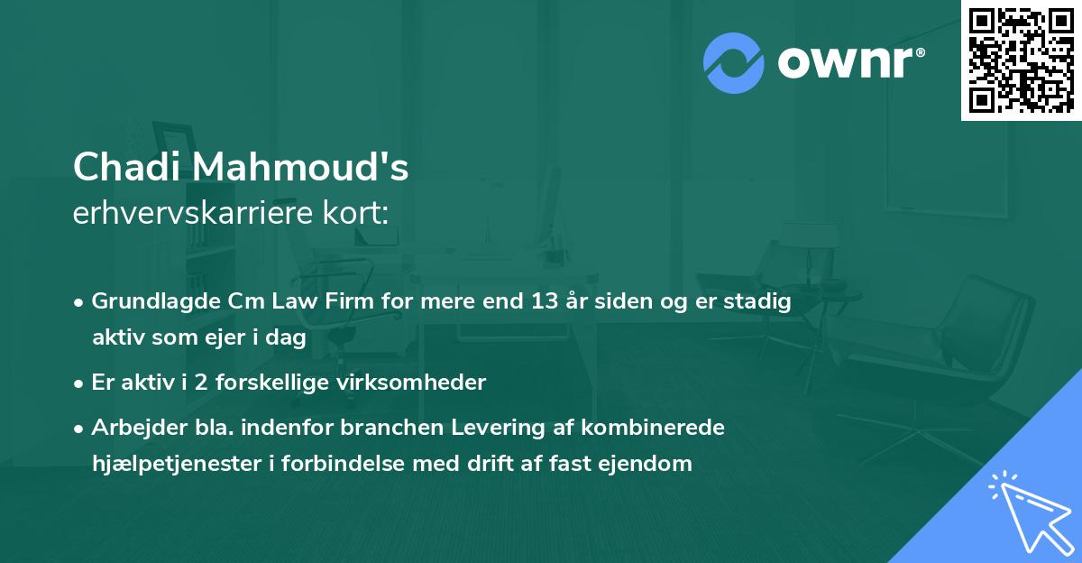 Chadi Mahmoud's erhvervskarriere kort