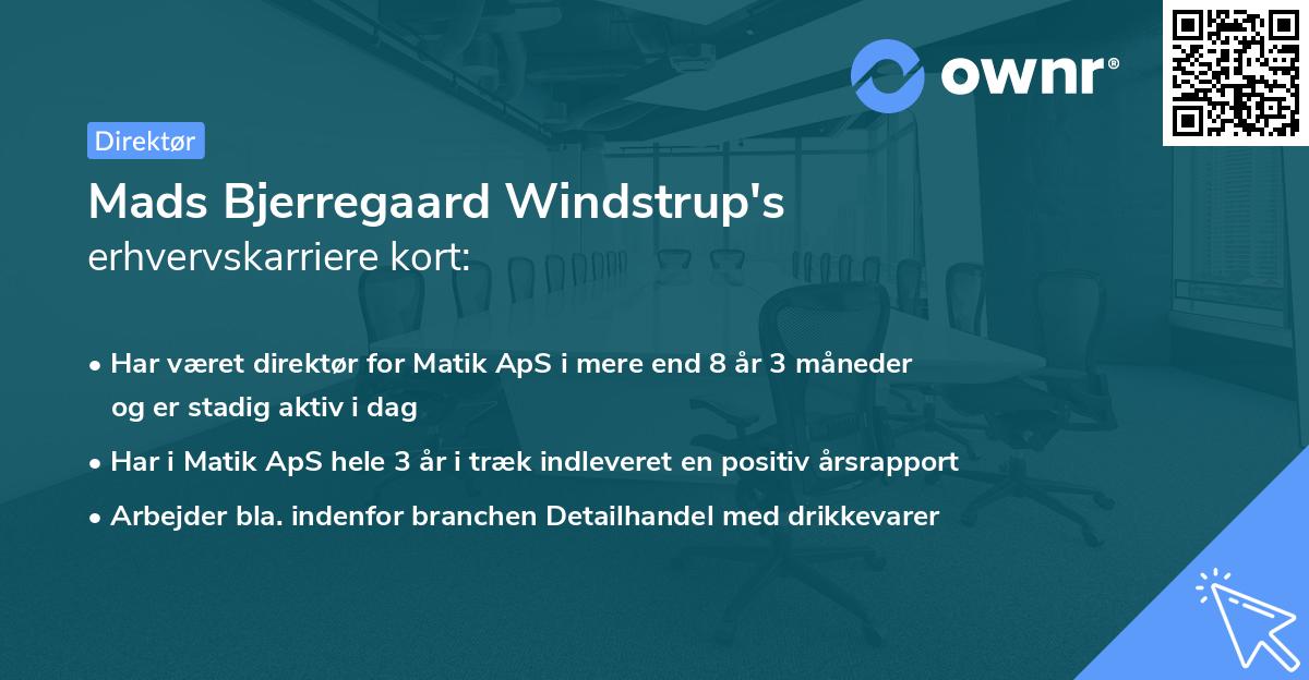 Mads Bjerregaard Windstrup's erhvervskarriere kort