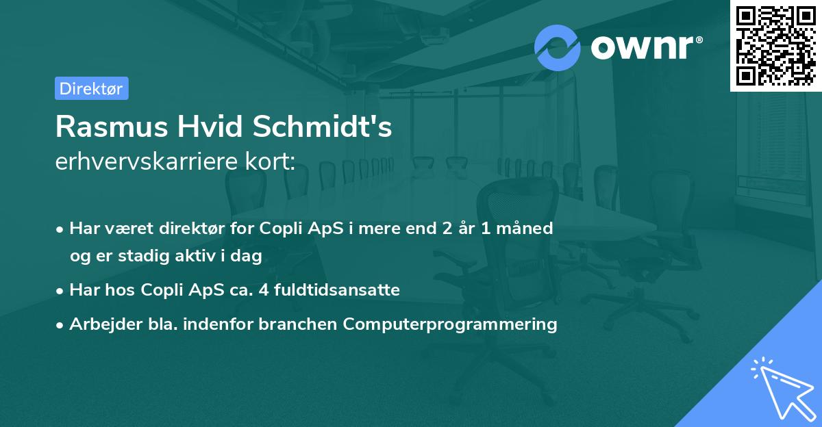 Rasmus Hvid Schmidt's erhvervskarriere kort