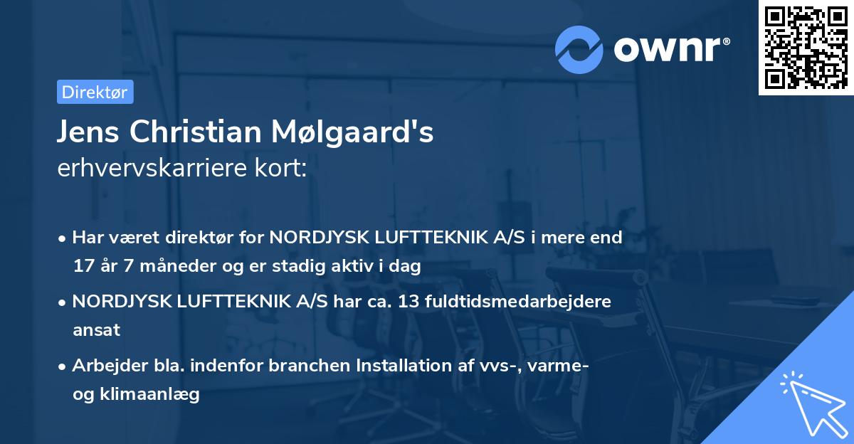 Jens Christian Mølgaard's erhvervskarriere kort