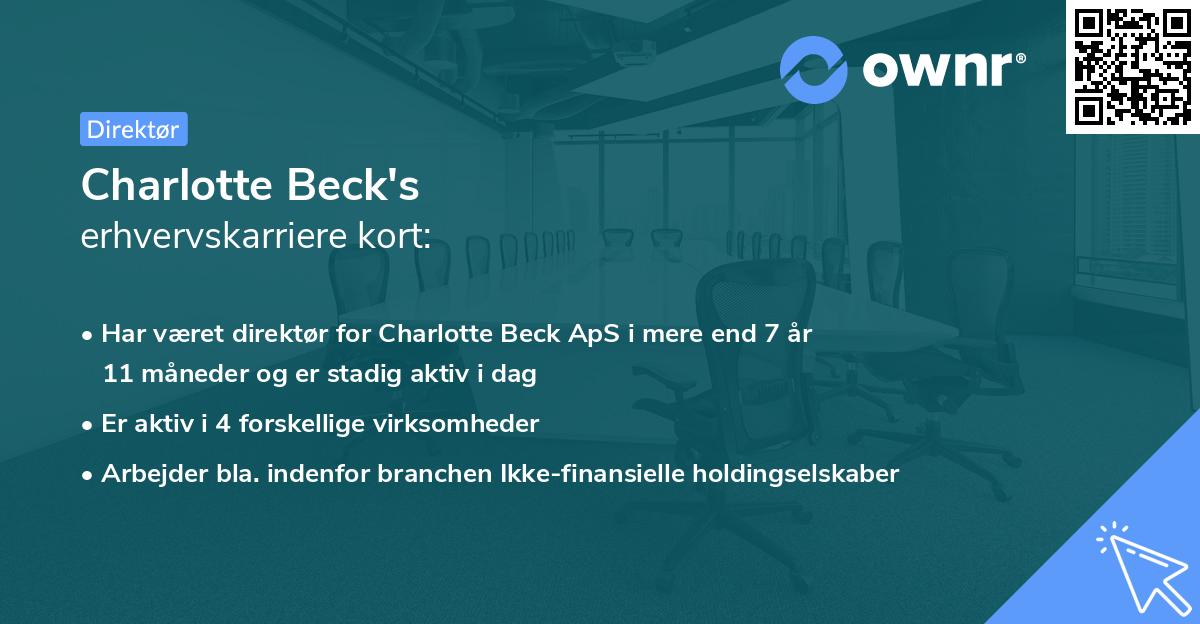 Charlotte Beck's erhvervskarriere kort