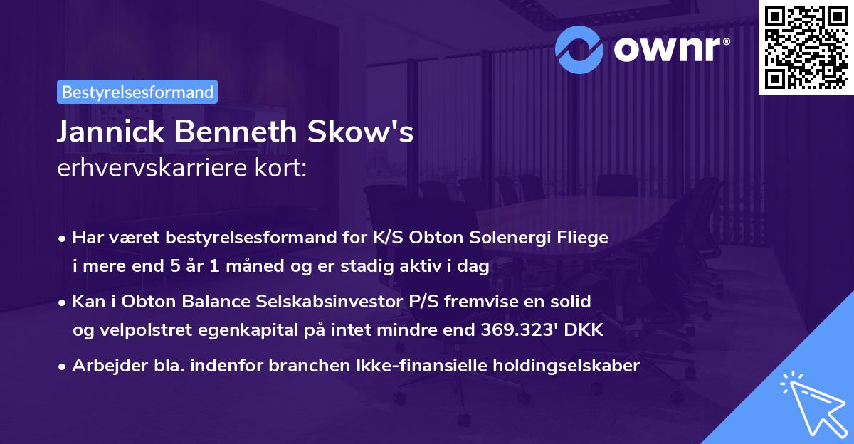 Jannick Benneth Skow's erhvervskarriere kort