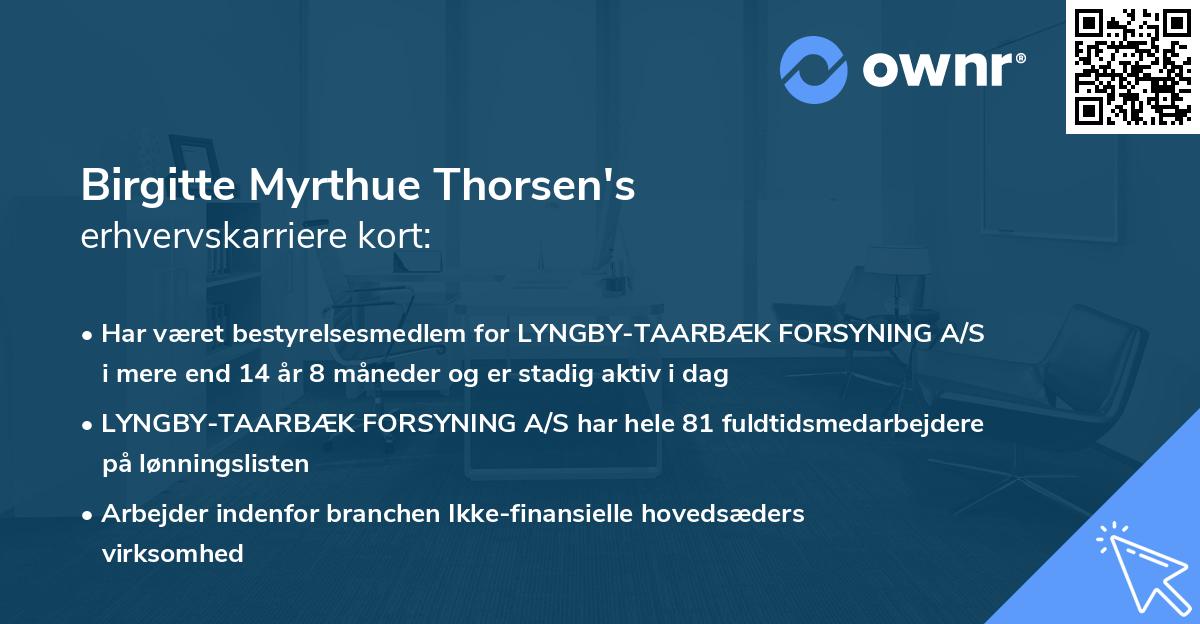 Birgitte Myrthue Thorsen's erhvervskarriere kort