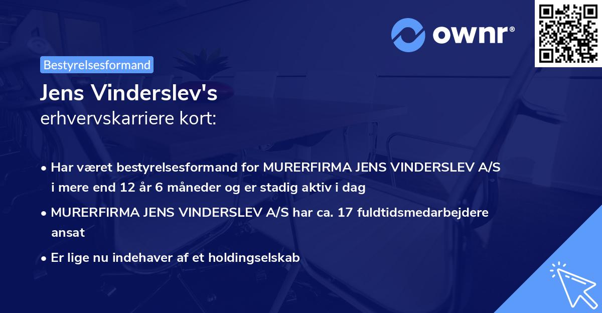 Jens Vinderslev's erhvervskarriere kort