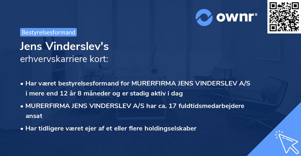 Jens Vinderslev's erhvervskarriere kort