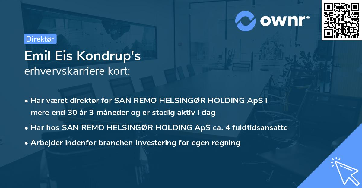 Emil Eis Kondrup's erhvervskarriere kort