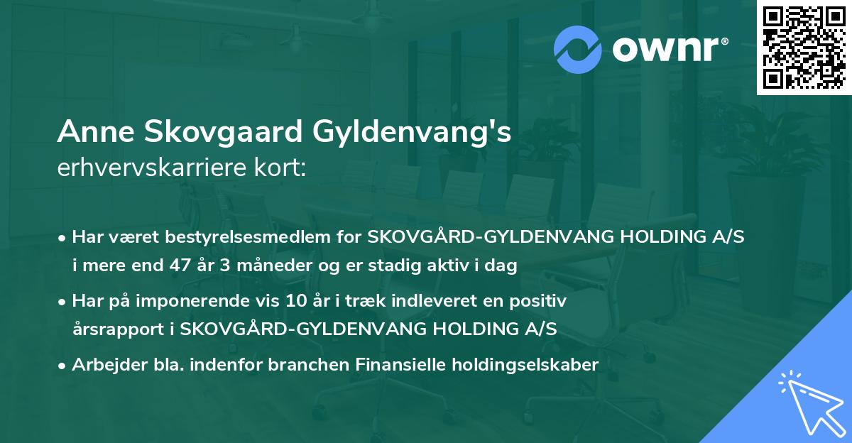 Anne Skovgaard Gyldenvang's erhvervskarriere kort