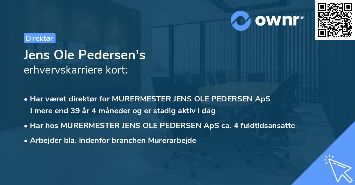 Jens Ole Pedersen's erhvervskarriere kort