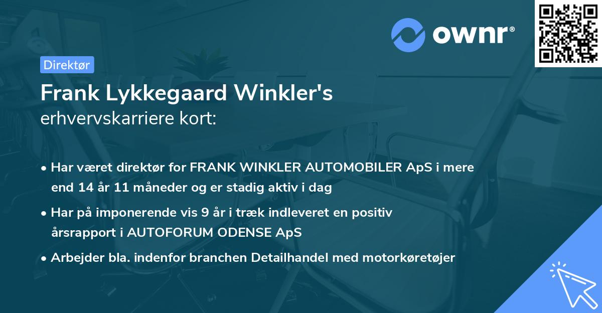 Frank Lykkegaard Winkler's erhvervskarriere kort