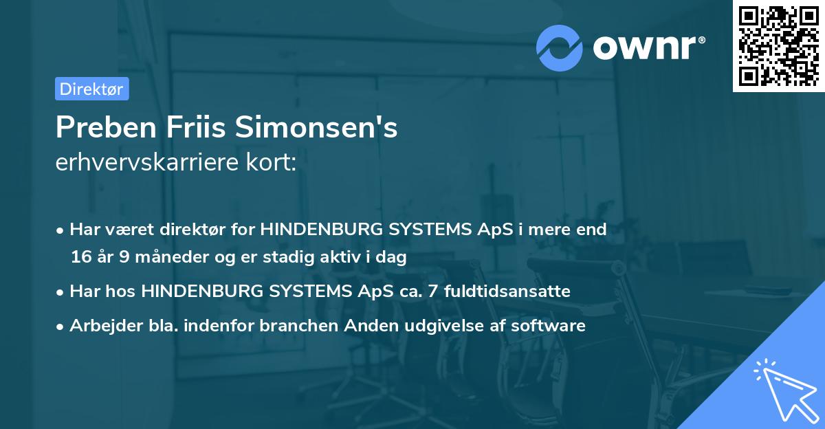 Preben Friis Simonsen's erhvervskarriere kort