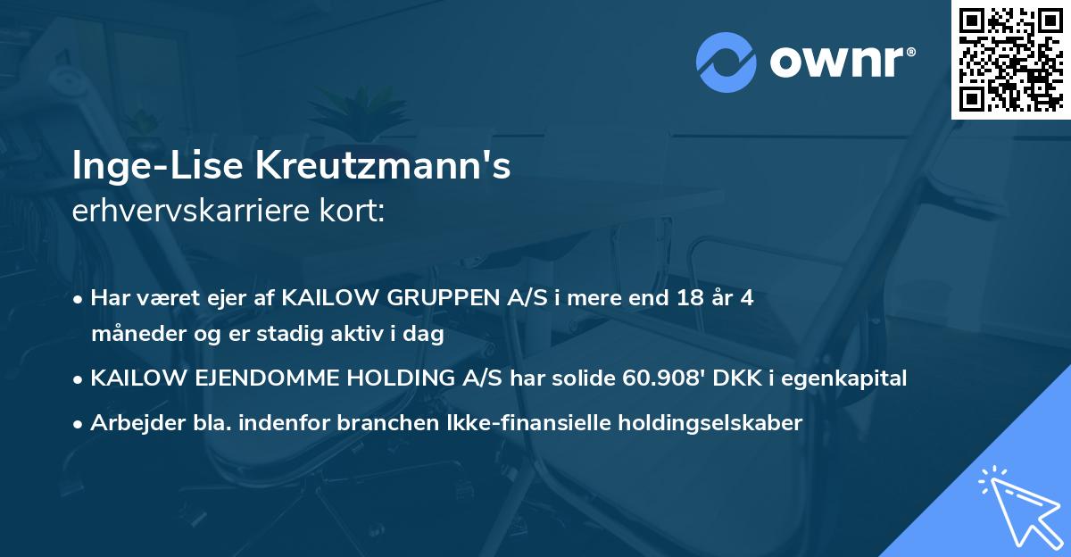 Inge-Lise Kreutzmann's erhvervskarriere kort