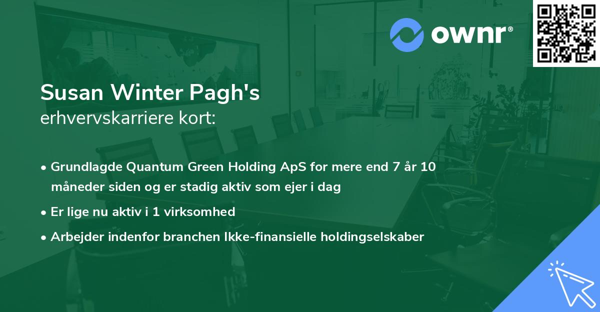 Susan Winter Pagh's erhvervskarriere kort