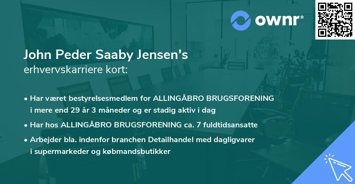 John Peder Saaby Jensen's erhvervskarriere kort