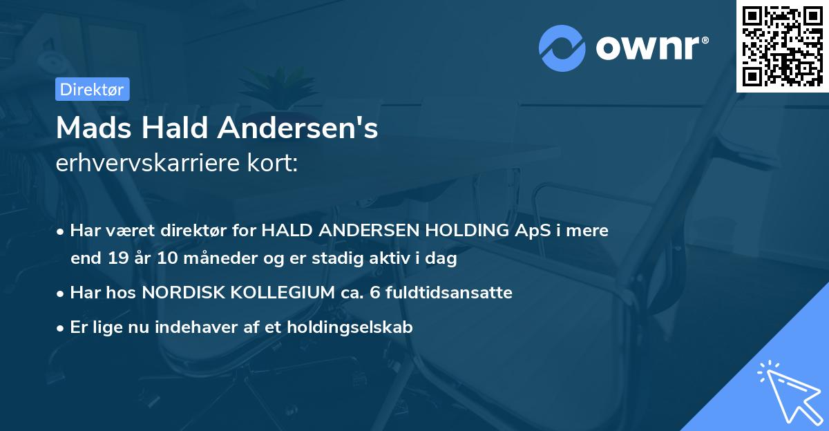 Mads Hald Andersen's erhvervskarriere kort