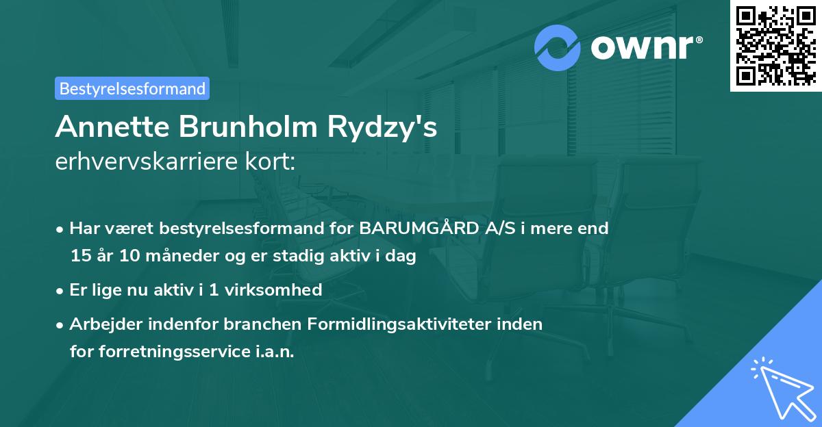 Annette Brunholm Rydzy's erhvervskarriere kort