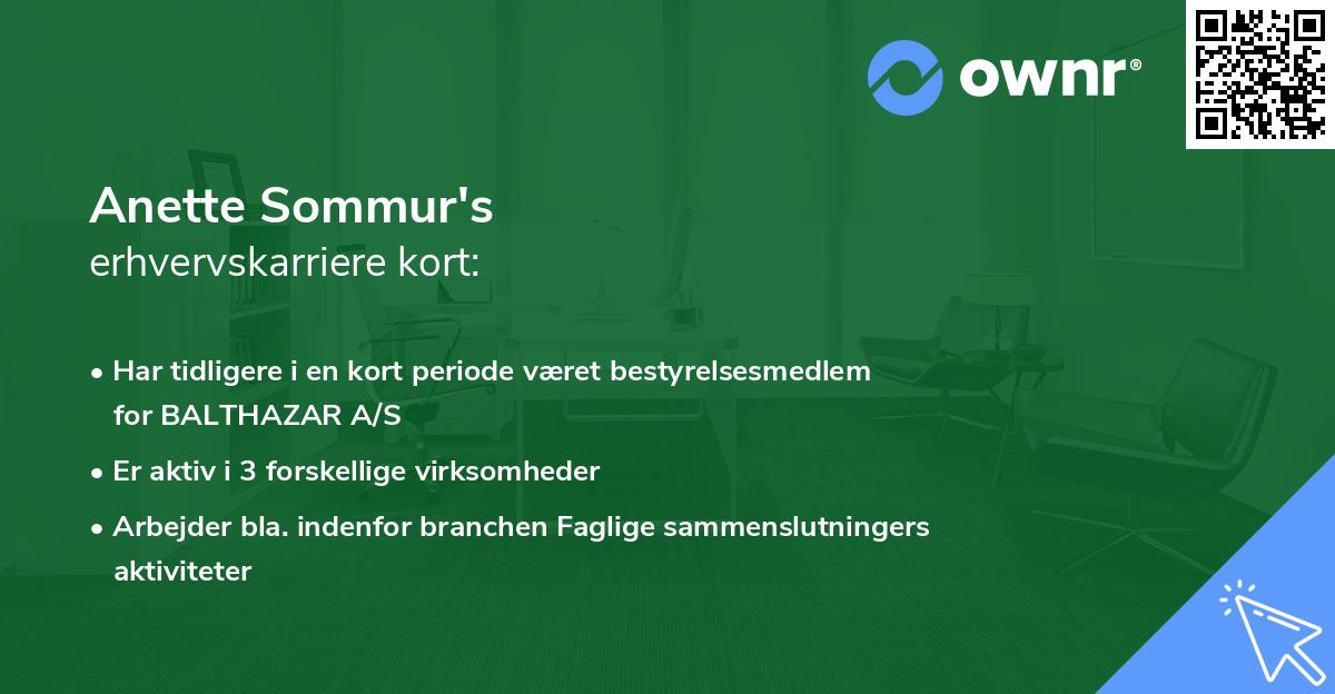 Anette Sommur's erhvervskarriere kort