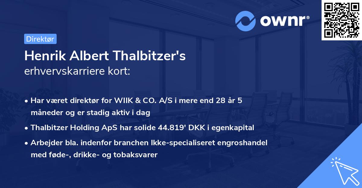 Henrik Albert Thalbitzer's erhvervskarriere kort