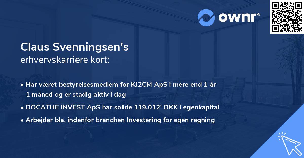 Claus Svenningsen's erhvervskarriere kort