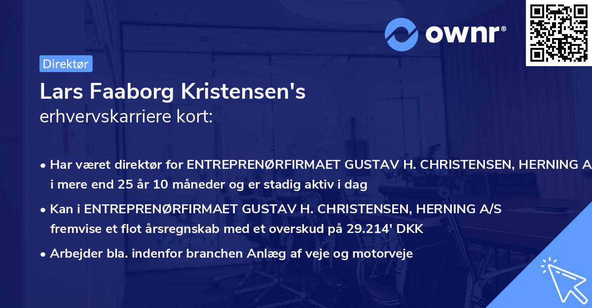 Lars Faaborg Kristensen's erhvervskarriere kort