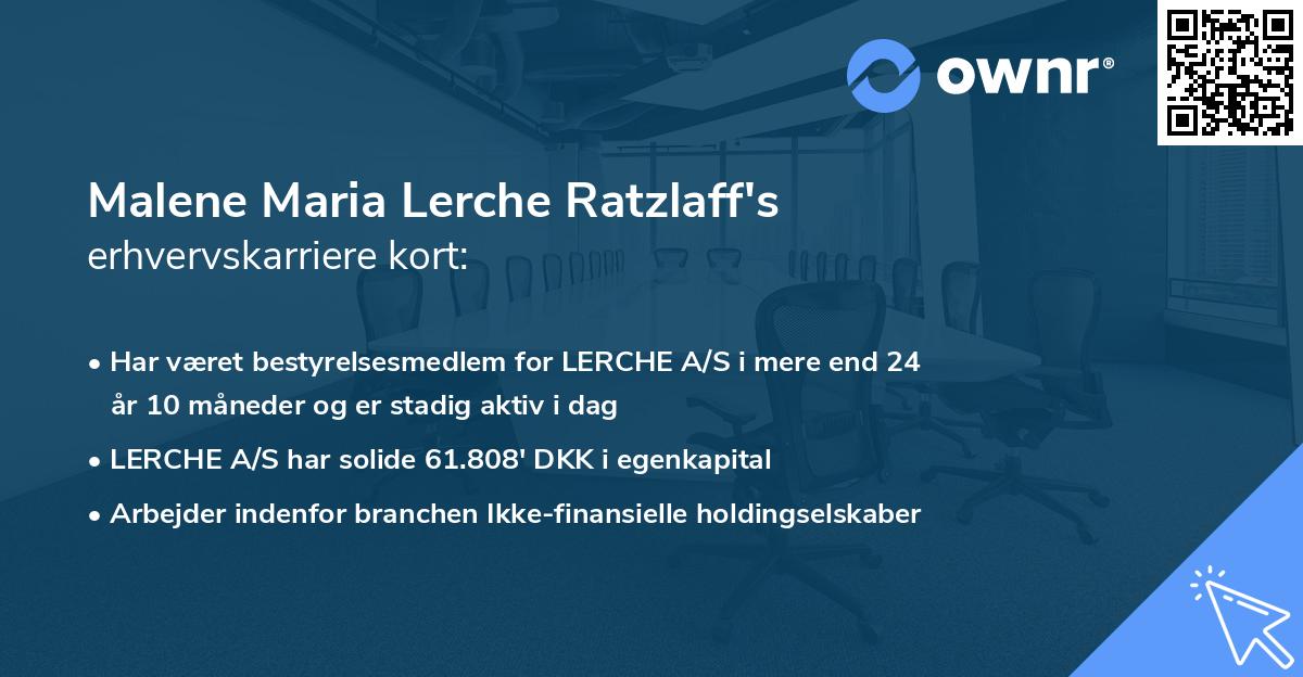 Malene Maria Lerche Ratzlaff's erhvervskarriere kort