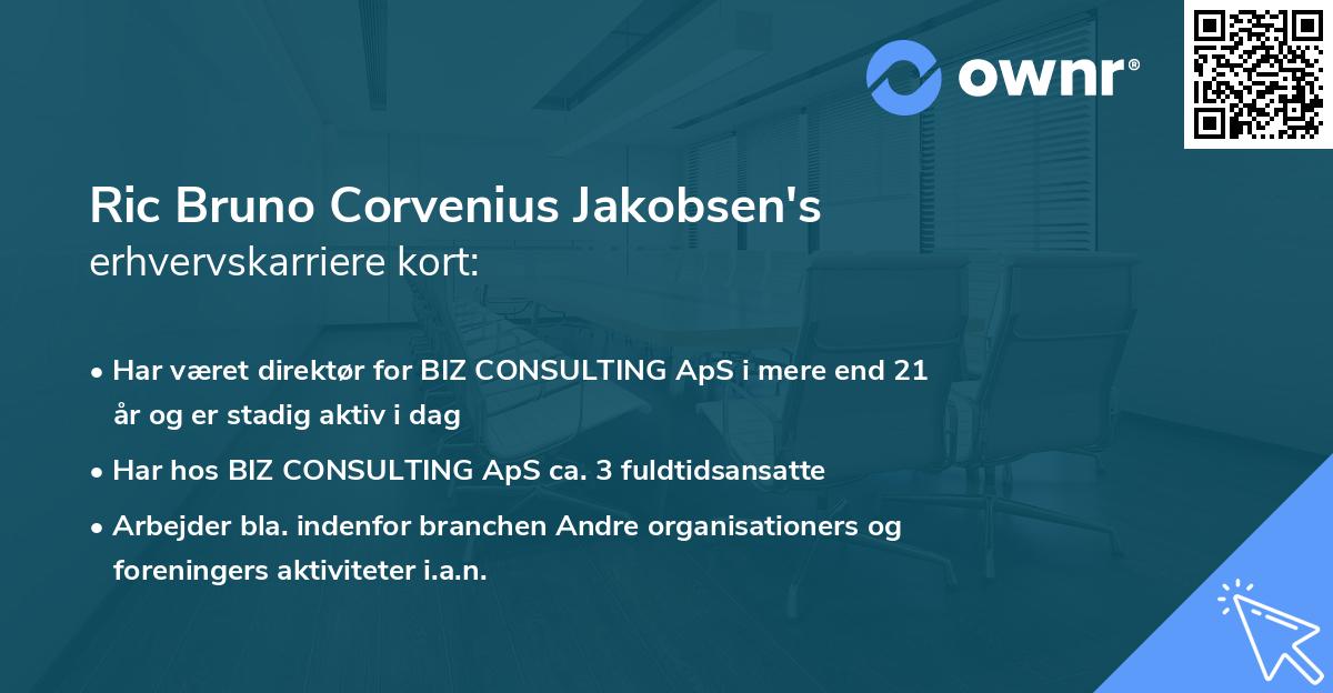 Ric Bruno Corvenius Jakobsen's erhvervskarriere kort