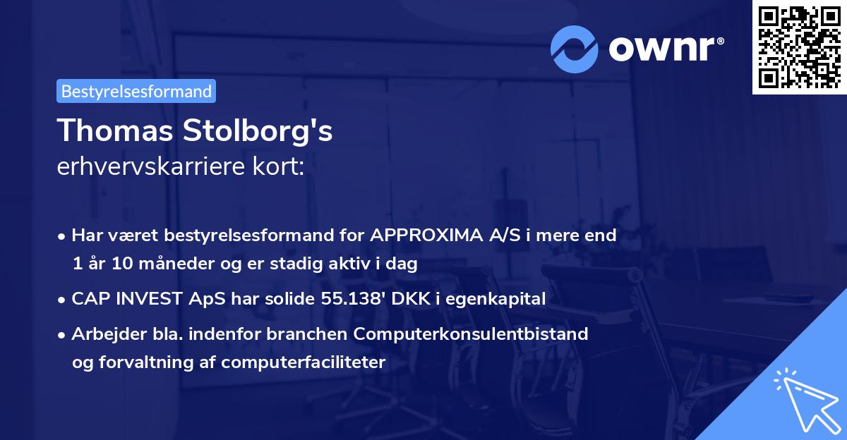 Thomas Stolborg's erhvervskarriere kort