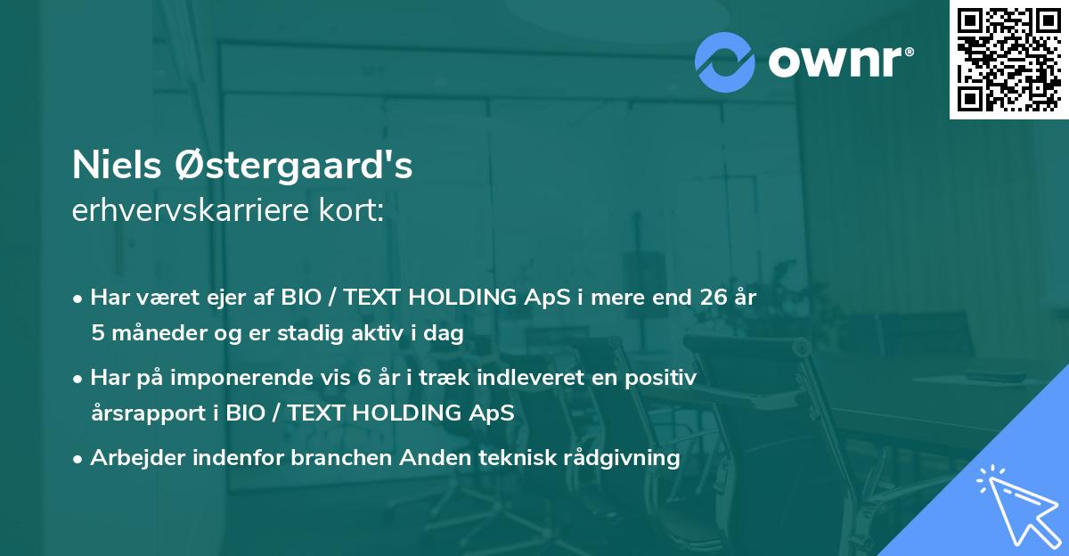 Niels Østergaard's erhvervskarriere kort