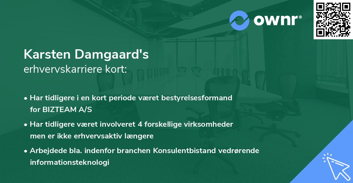 Karsten Damgaard's erhvervskarriere kort