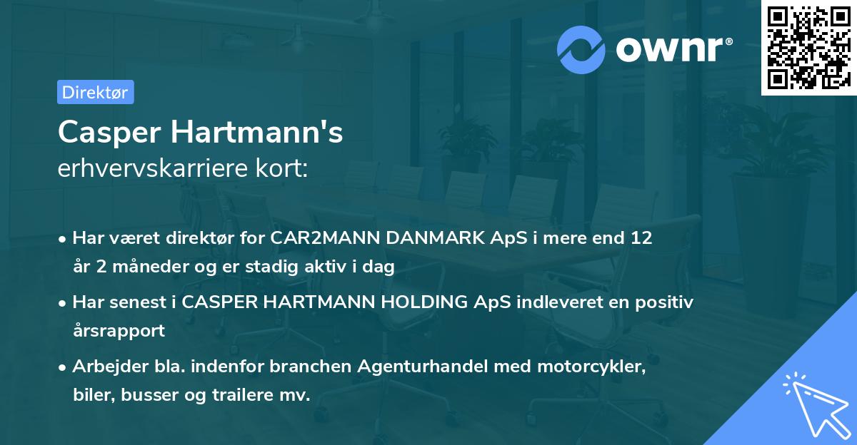 Casper Hartmann's erhvervskarriere kort