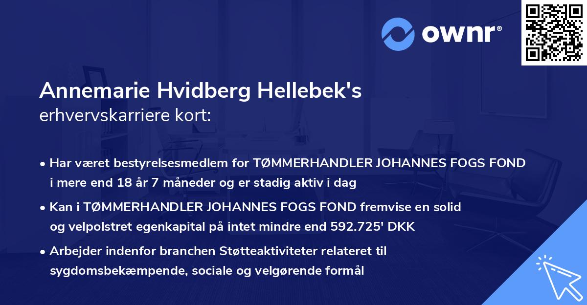 Annemarie Hvidberg Hellebek's erhvervskarriere kort