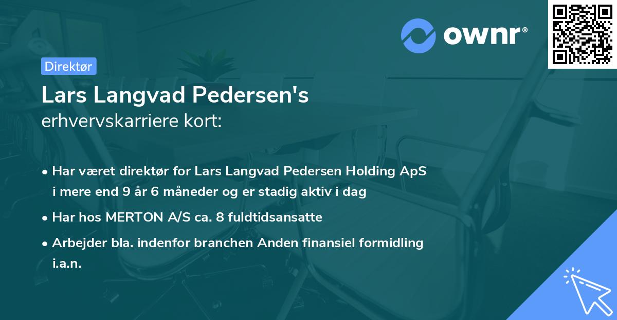 Lars Langvad Pedersen's erhvervskarriere kort