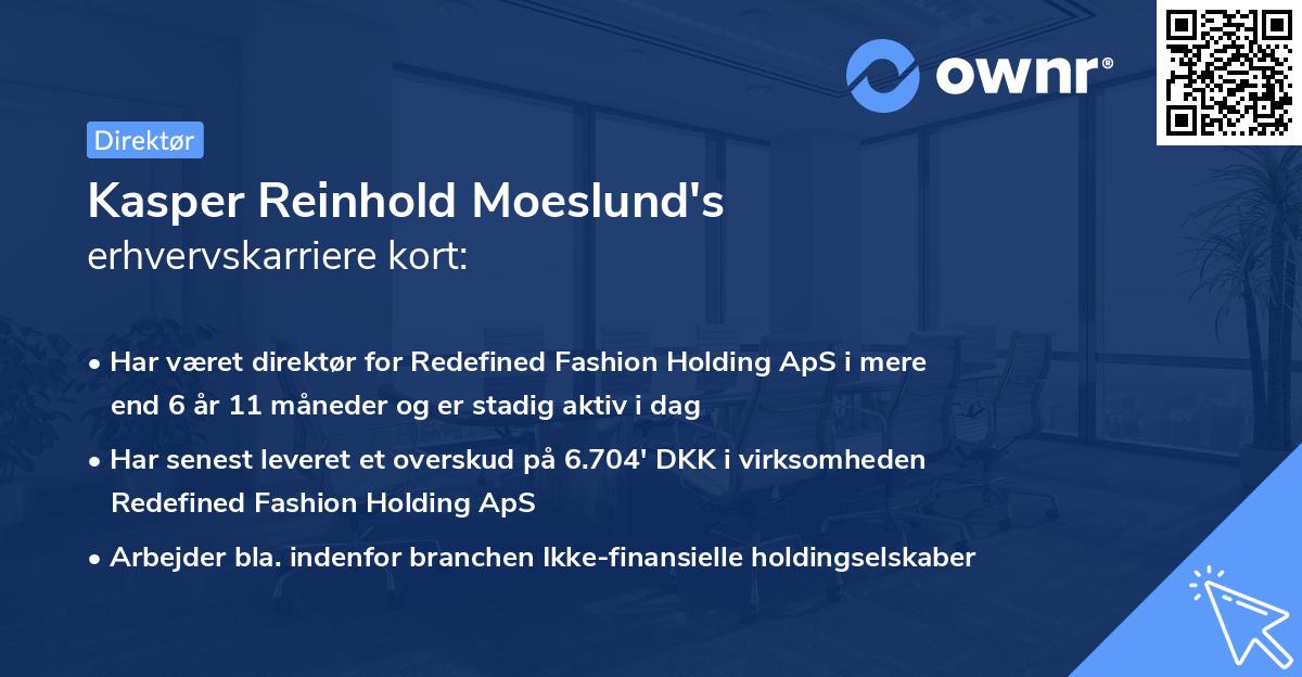 Kasper Reinhold Moeslund's erhvervskarriere kort