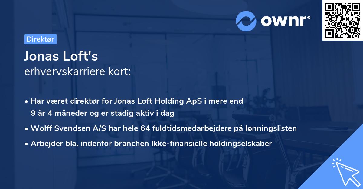 Jonas Loft's erhvervskarriere kort
