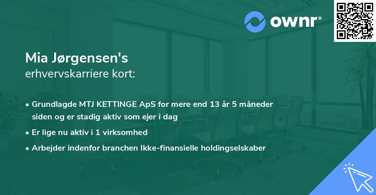 Mia Jørgensen's erhvervskarriere kort