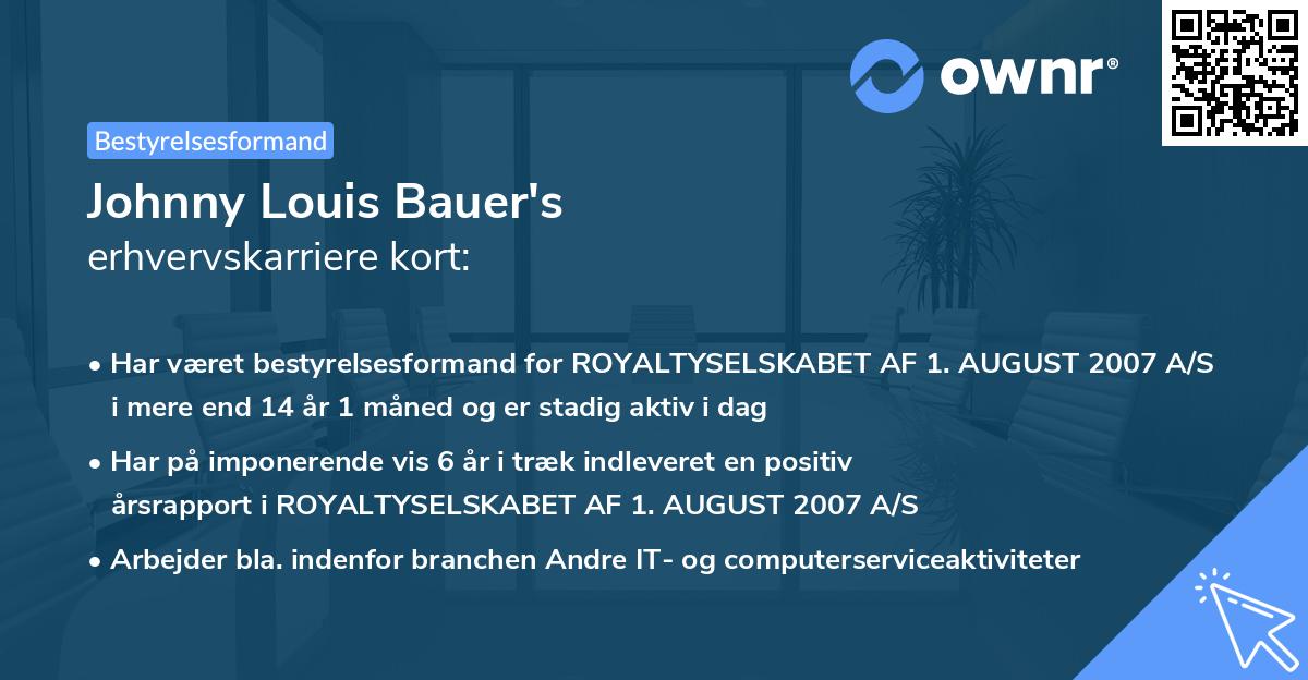 Johnny Louis Bauer's erhvervskarriere kort