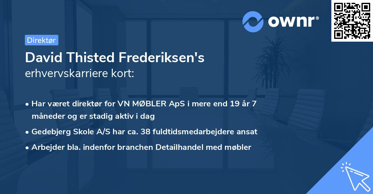 David Thisted Frederiksen's erhvervskarriere kort