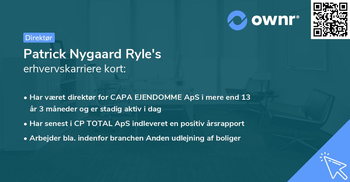 Patrick Nygaard Ryle's erhvervskarriere kort