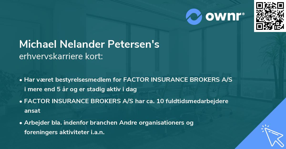 Michael Nelander Petersen's erhvervskarriere kort