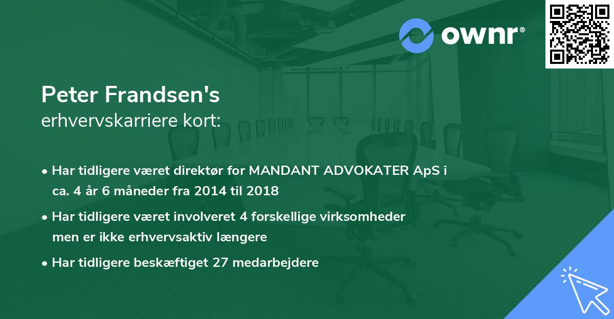 Peter Frandsen's erhvervskarriere kort