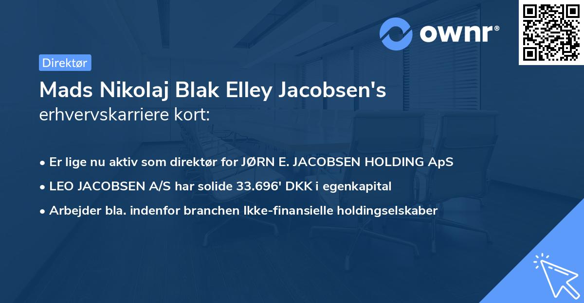 Mads Nikolaj Blak Elley Jacobsen's erhvervskarriere kort