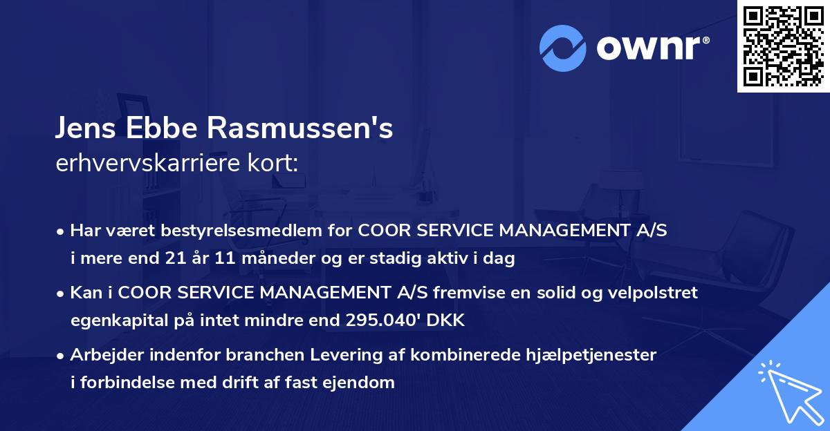 Jens Ebbe Rasmussen's erhvervskarriere kort