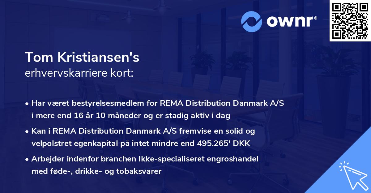 Tom Kristiansen's erhvervskarriere kort