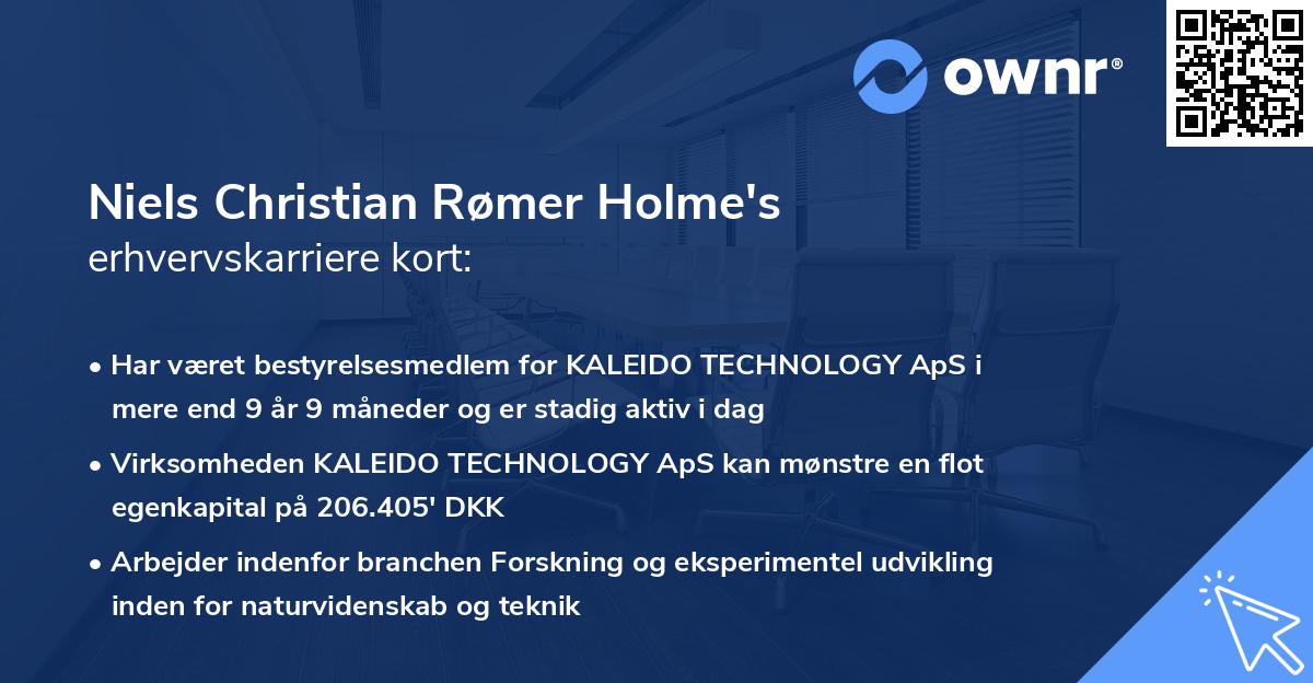 Niels Christian Rømer Holme's erhvervskarriere kort