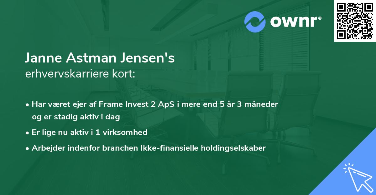 Janne Astman Jensen's erhvervskarriere kort